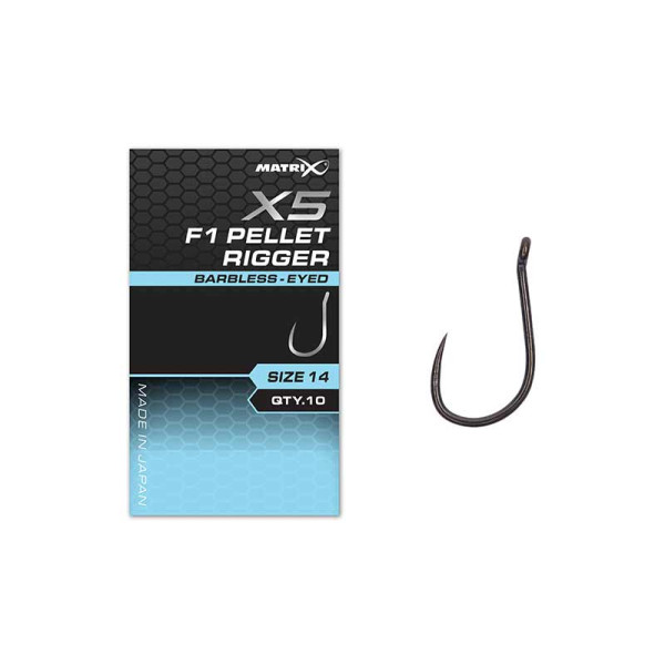 Amo X5 F1 Pellet Rigger Eyed Barbless Matrix