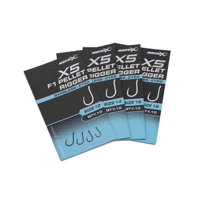 Amo X5 F1 Pellet Rigger Eyed Barbless Matrix