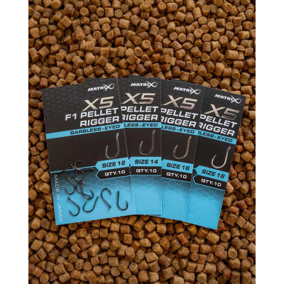 Amo X5 F1 Pellet Rigger Eyed Barbless Matrix