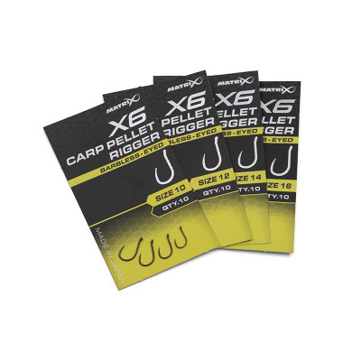 Amo X6 F1 Carp Pellet Rigger Eyed Barbless Matrix