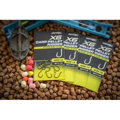 Amo X6 F1 Carp Pellet Rigger Eyed Barbless Matrix