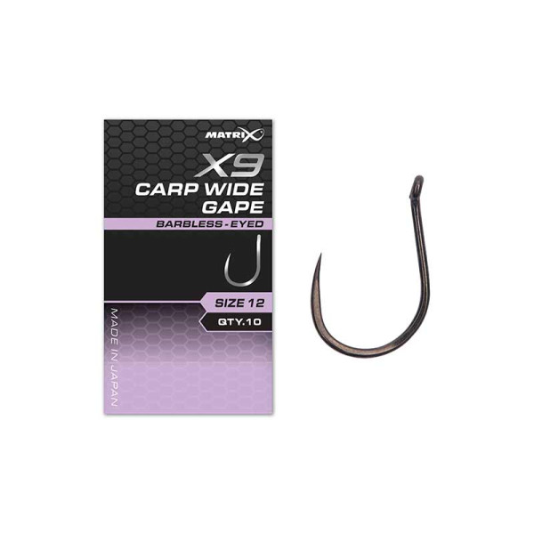 Amo X9 Carp Wide Gape Eyed Barbless Matrix