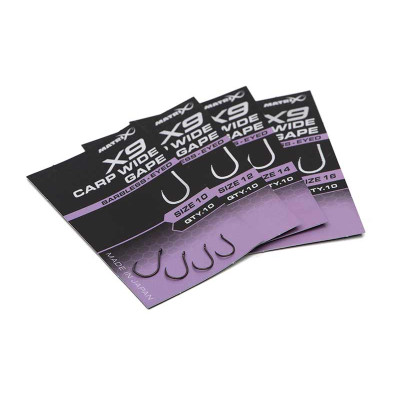 Amo X9 Carp Wide Gape Eyed Barbless Matrix